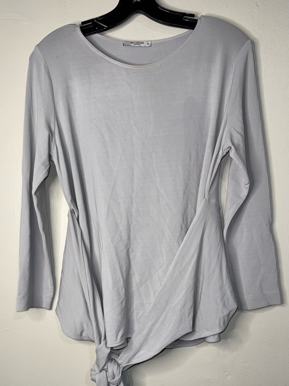 MM Lafleur Light Gray Long Sleeve Tie-Front Tee - Picture 9 of 12